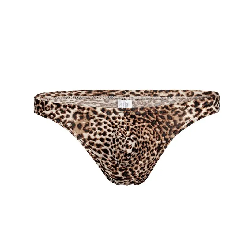 gay boys mens sexy underwear Leopard-print accessory lingerie boxer briefs spandex with high elastic waistband string bikini