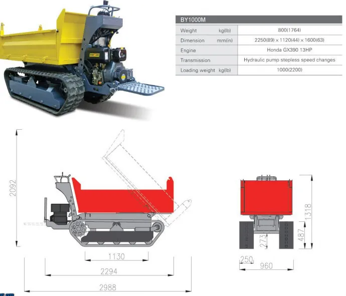 BY1000M high quality with competitive price mini tractors with front end loader
