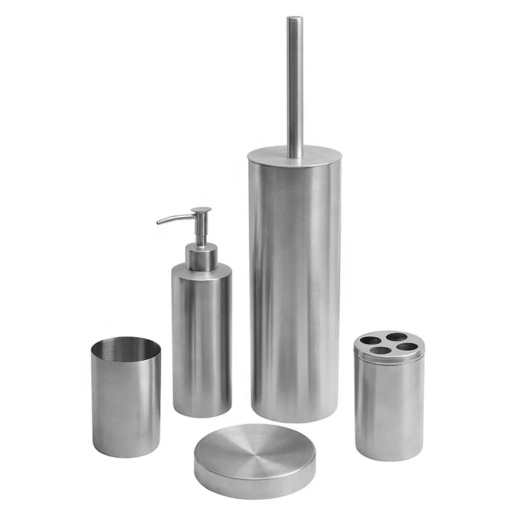 Hot Selling Household Bathroom Accessories Stainless Steel Bathroom Sets For Home Use With Soap Dispenser And Toilet Brush