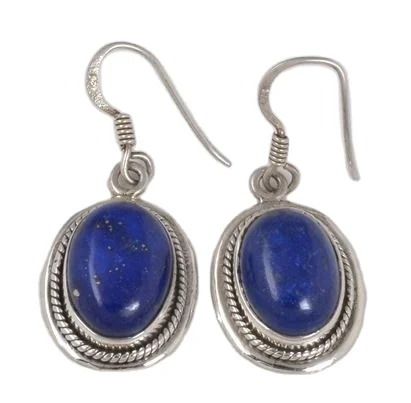 Top Quality Modern Design Natural Lapis Lazuli Gemstone 925 Sterling Silver Handmade Earring Jewelry Wholesale factory