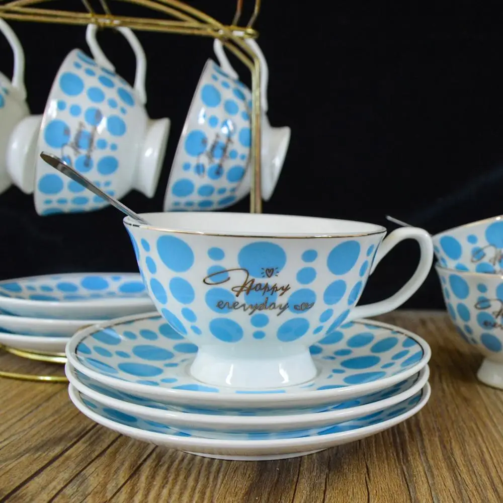 Antique Customized Fine Porcelain Ceramic Coffee Cups And Saucers 12-piece