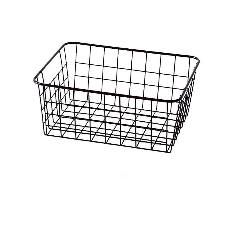customized wire black iron modern metal storage basket