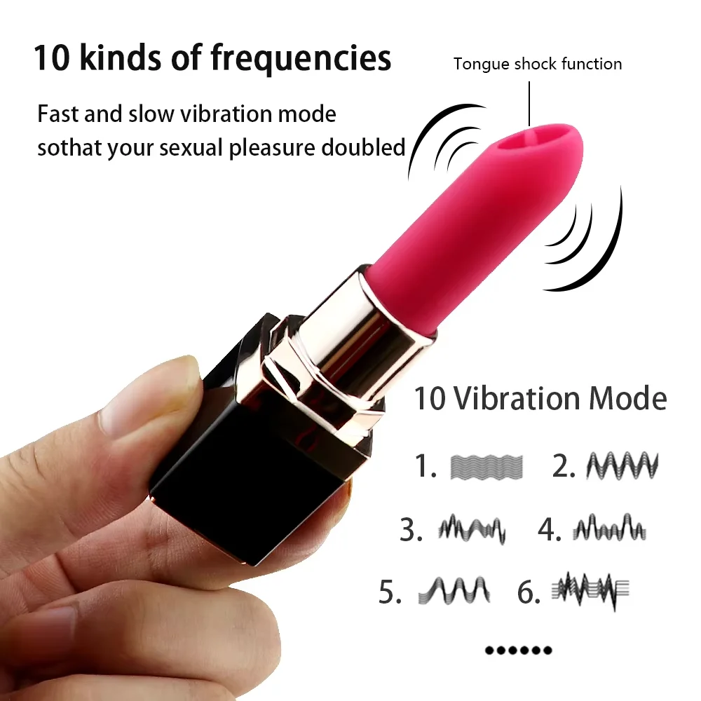 Rechargeable Mini Lipstick Oral licking Vibrator Portable Clitoris Stimulator Erotic Product Sex Toys for Women