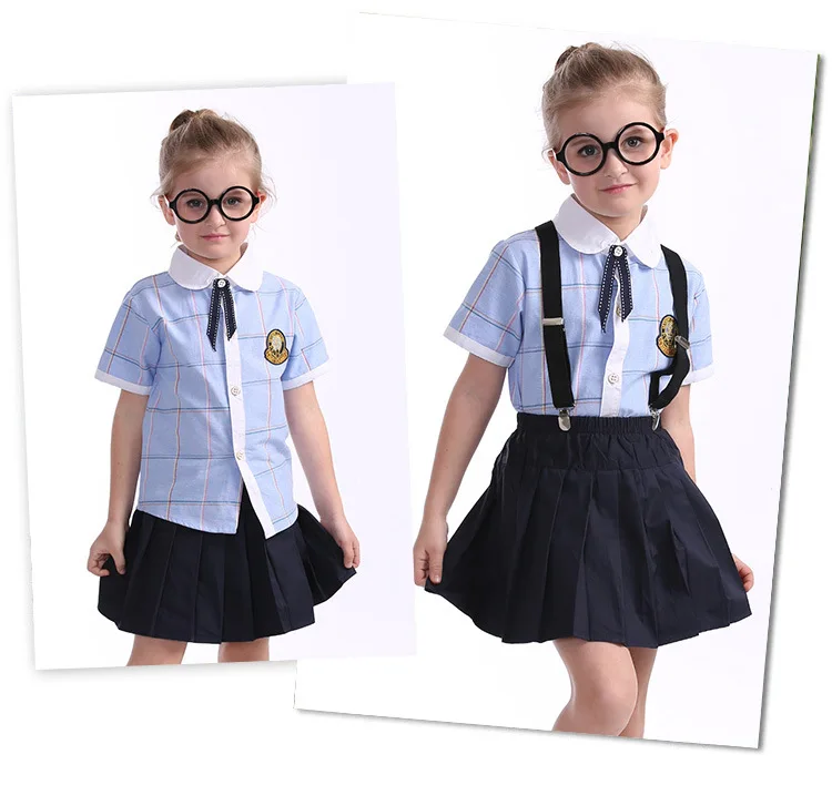Kids School Uniform Children Short Sleeve School Suits Boys Girls Navy Sailor Wear Sweater Jacket Student British Outfits