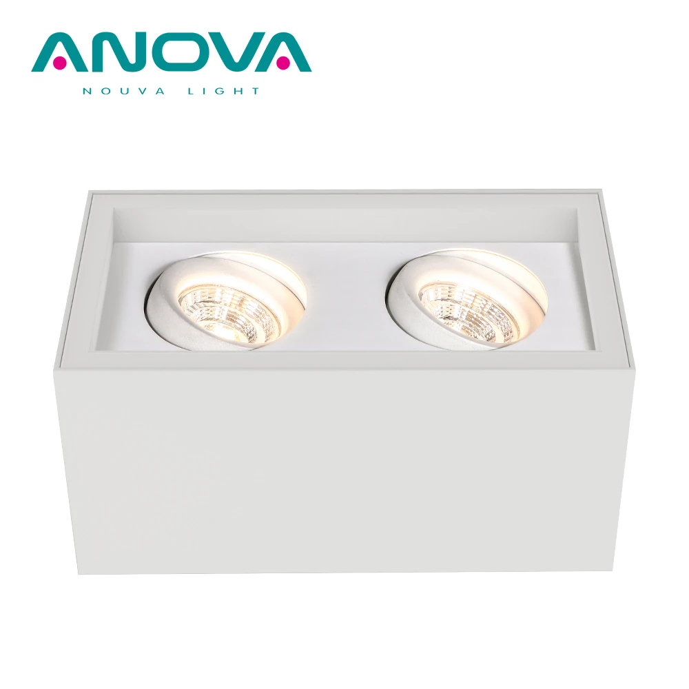 Surface mounted double heads downlight 2700K square 2*8 watt 360 Gyro IP44 cob led ceiling light