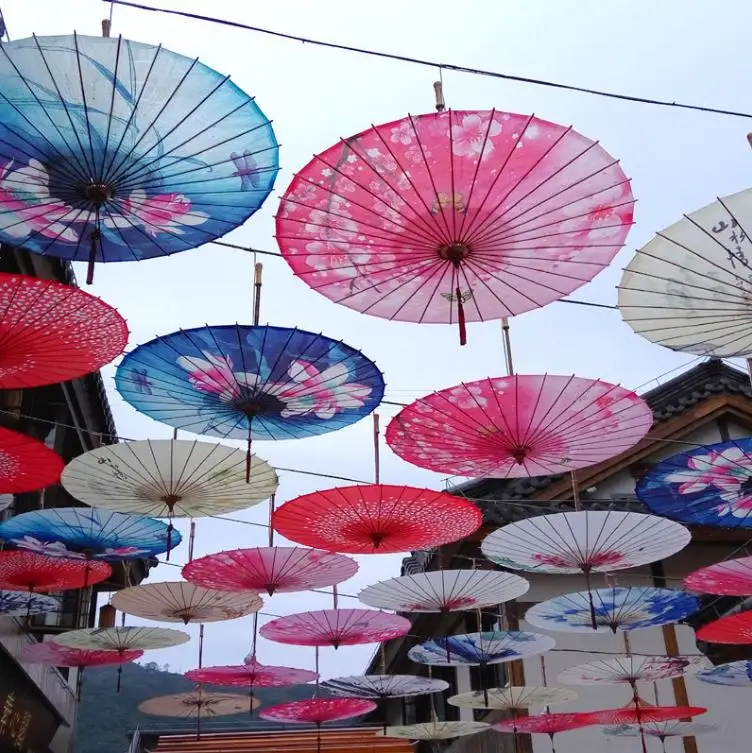 Umbrella Stage Art Classical Dance Parasol Photography Ceiling Decoration Handmade Chinese Oiled Silk Wedding  Umbrella
