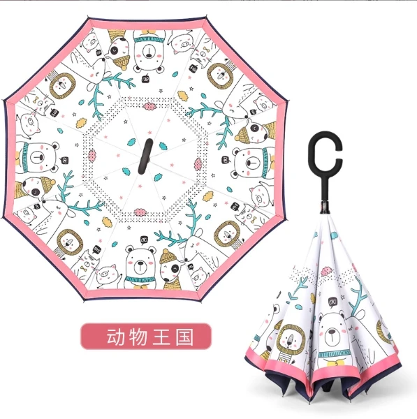 Rainproof safety switch children cartoon c handle Reverse Umbrella Universe Inverted umbrella outdoor Umbrella for kid