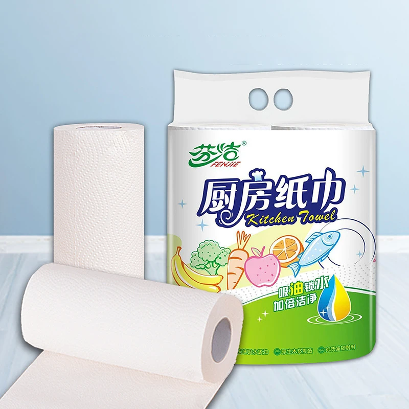 Strong Oil Absorbency Eco Friendly White Color High Quality Virgin Wood Pulp Kitchen Towel Paper Rolls