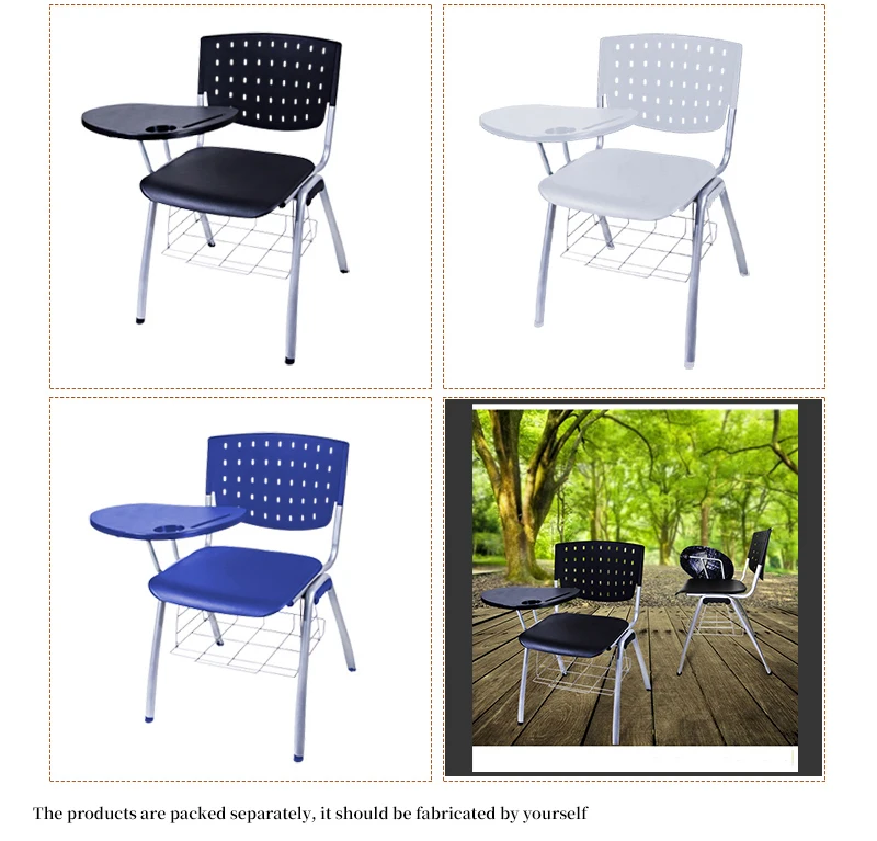 Wholesale School Office Furniture Student Chair Plastic Training Outdoor Chair With Writing Pad