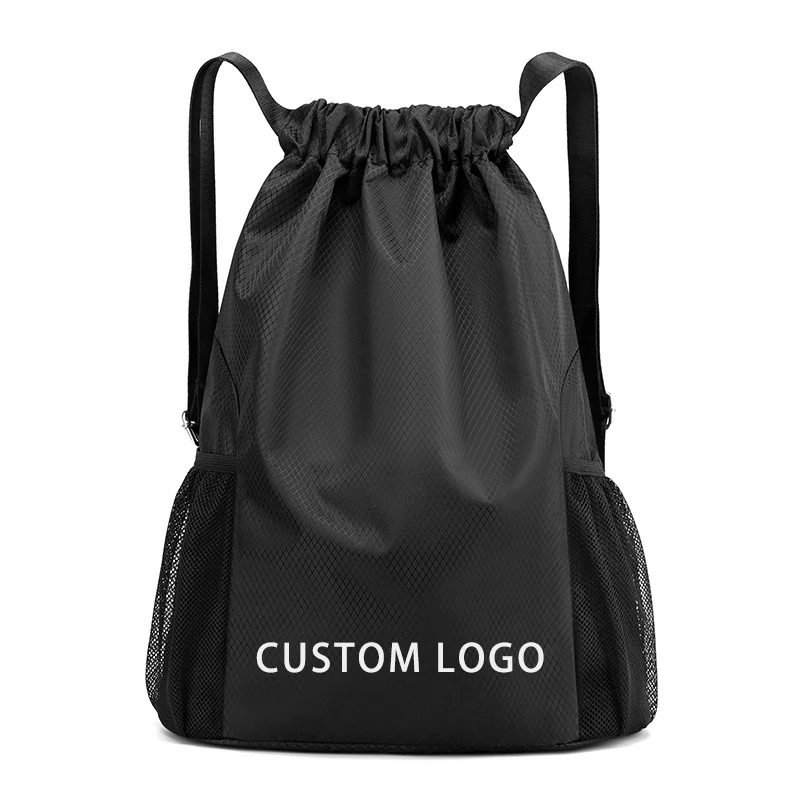 Custom Logo Folding Drawstring Gym Bag Sports String Backpack Drawstring Backpack for Travel Beach Swimming