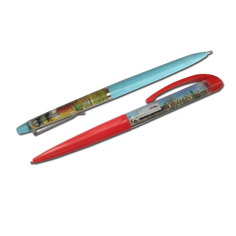 Creative Liquid 2D 3D floater floating ball pen with custom logo print