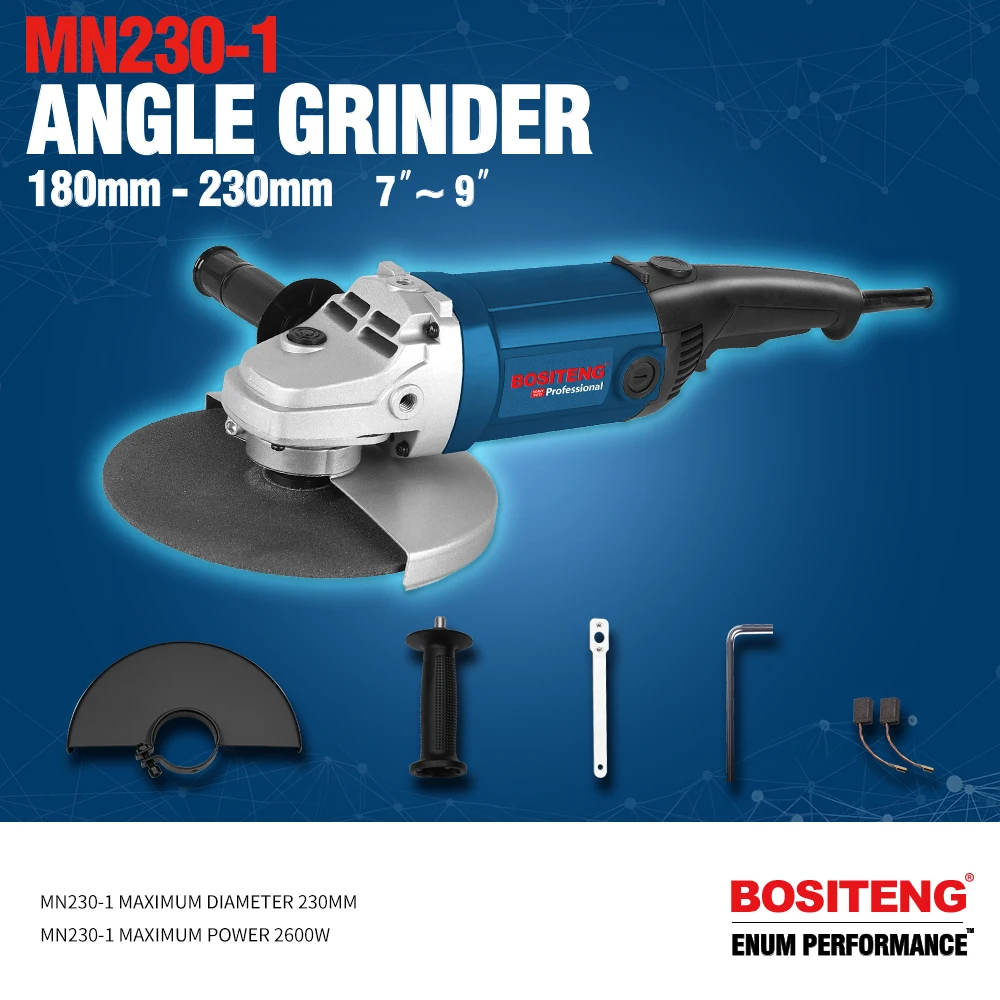 BOSITENG 230-1 high quality multifunctional universal cutting angle grinder industrial grade machine