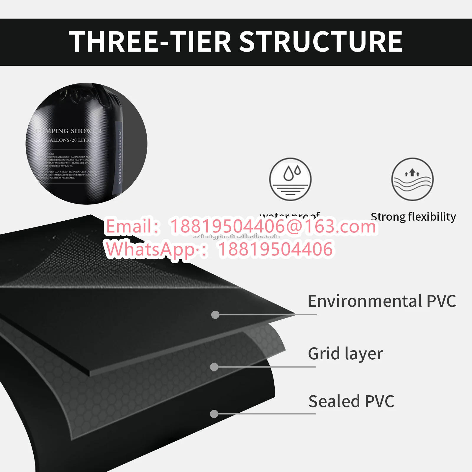 In Stock hot custom 20L portable camping shower 5 gallons heating pipe bag solar water heater outdoor Other camping gear