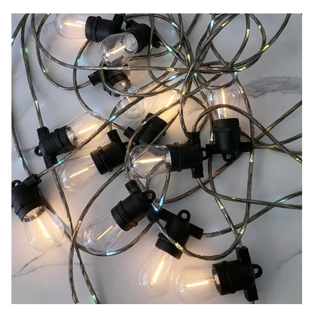 Upgraded S14 Glowing Mains Cord Outdoor Pathway Light led Patio String Lights Garden Heavy-Duty Decorative IP65