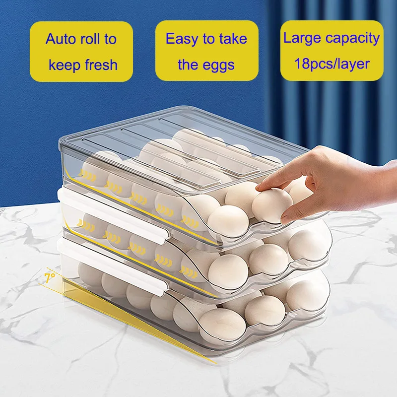 2-Layer Large Clear Plastic Capacity Egg Fresh Storage Holder Box for Refrigerator Storage Container