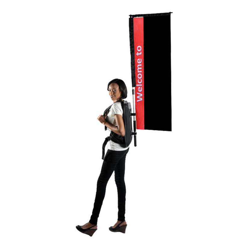 Wholesale Backpack Flag Pole Kit Advertising Teardrop Feather X Shaped Custom Printed Double Sided Backpack Flag Banner