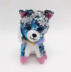 Big eye sequin plush Beanie Boos Unicorn Big Eyes 15cm Plush Toy Doll Kawaii Ty Stuffed Animals For Babies Christmas Gifts