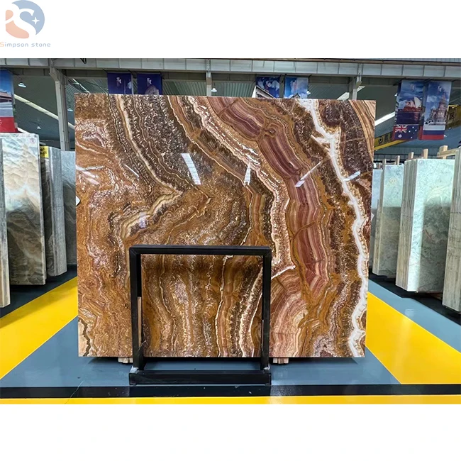 China factory polished  natural marble slabs 18mm orange yellow  marble stone slab and tile for walling