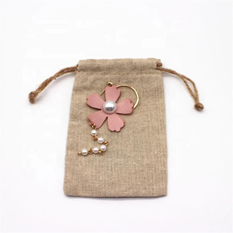 Custom Printed Embroidery Logo Drawstring Jewellery Gift Bag Linen Lavender Sachet Pouches