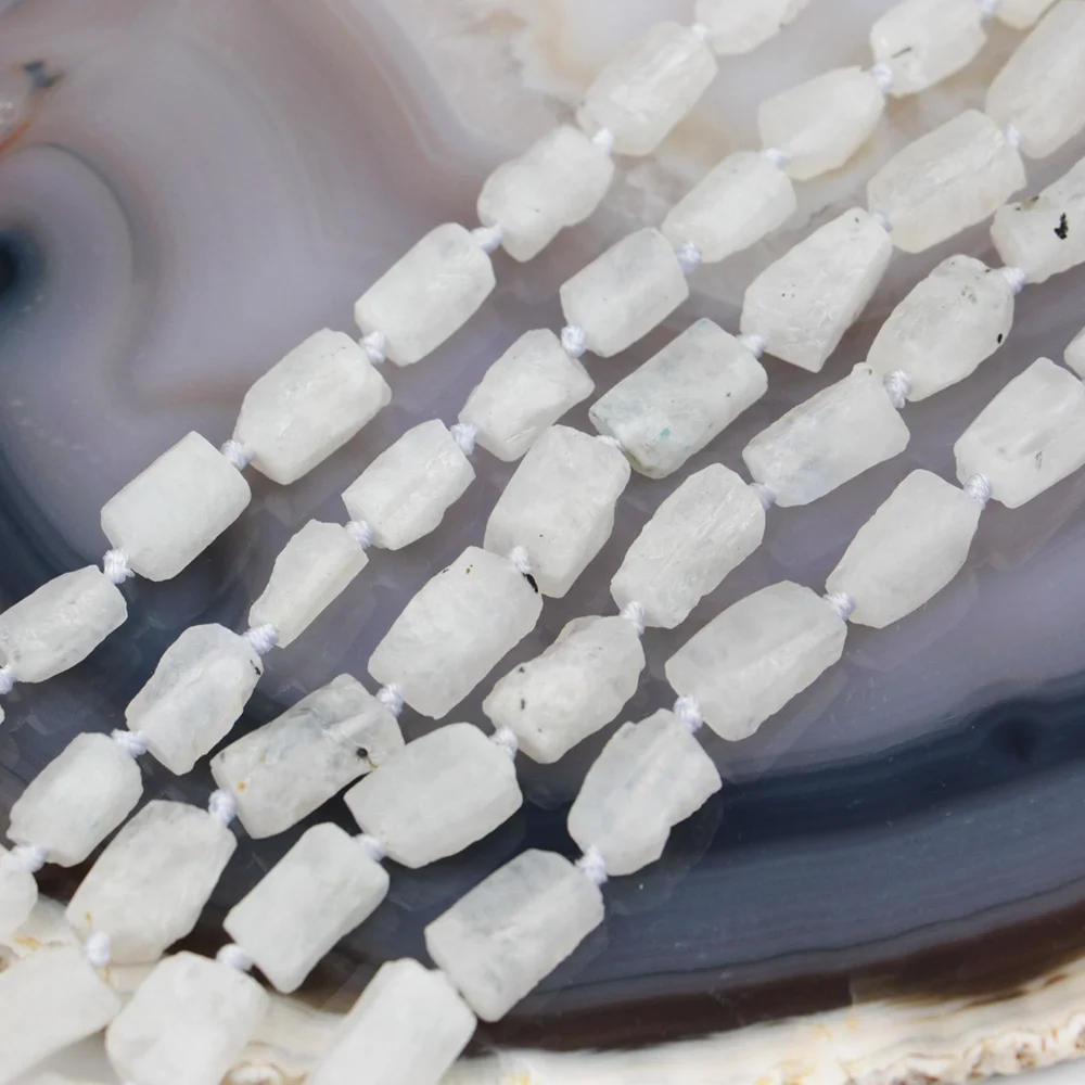 LS-A531 Amazing Natural Gemstone Cylinder Tube Stone Moonstone Beads 5-10mm Irregular Column Beads DIY Jewelry