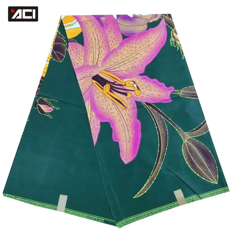 ACI Customized African Wax Prints Fabric Ankara 100% Cotton Veritable Wax Super Java Print Fabric 6 Yards/Piece