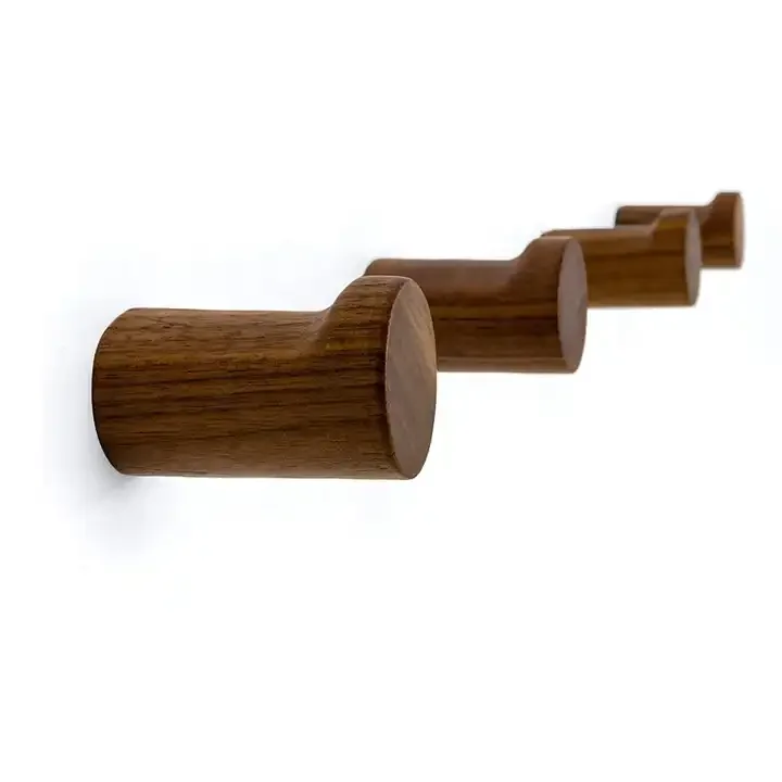 Handmade Decorative Black Walnut Natural Wooden Wall Mounted Hooks Pegs Minimalist For Hanging Hat
