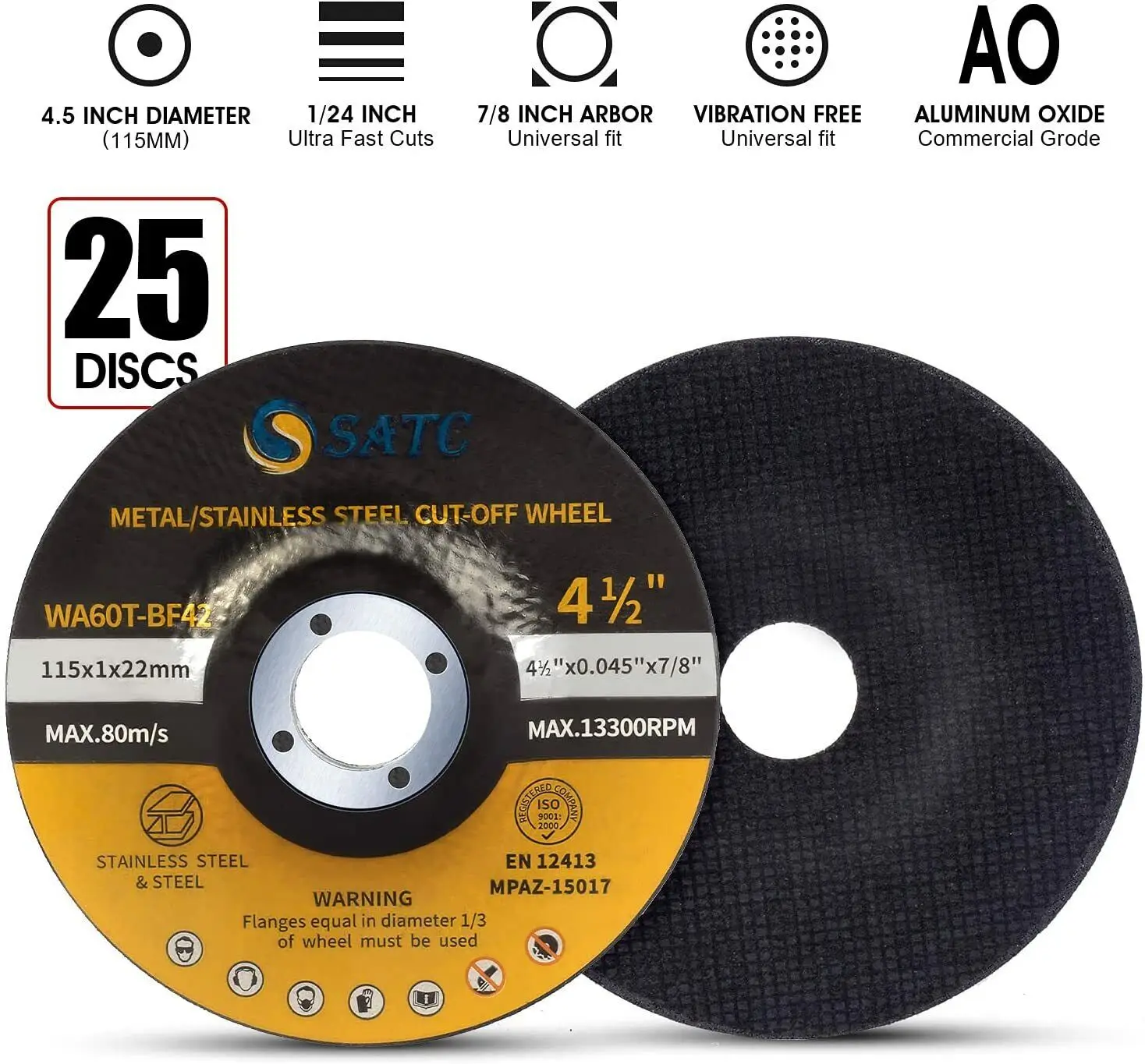 25 Pack Cut Off Wheels 6 inch Depressed Center Angle Grinder Metal Cutting Disc