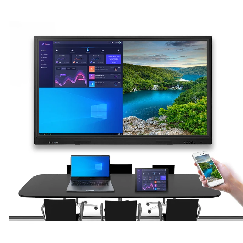 Настенный сенсорный ЖК-дисплей с высоким экраном, цифровая вывеска для встреч и обучения, киоск с сенсорным экраном, белая доска