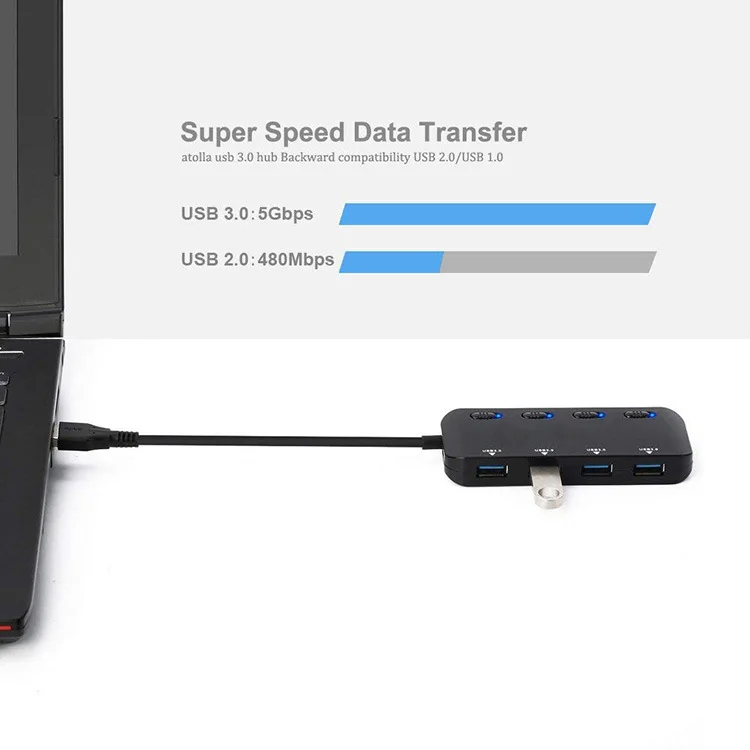 4 порта USB 3 0 концентратор удлинитель для головок совместимый MacBook и Mac Mini флэш-накопители мобильный жесткий диск с индивидуальным переключатели