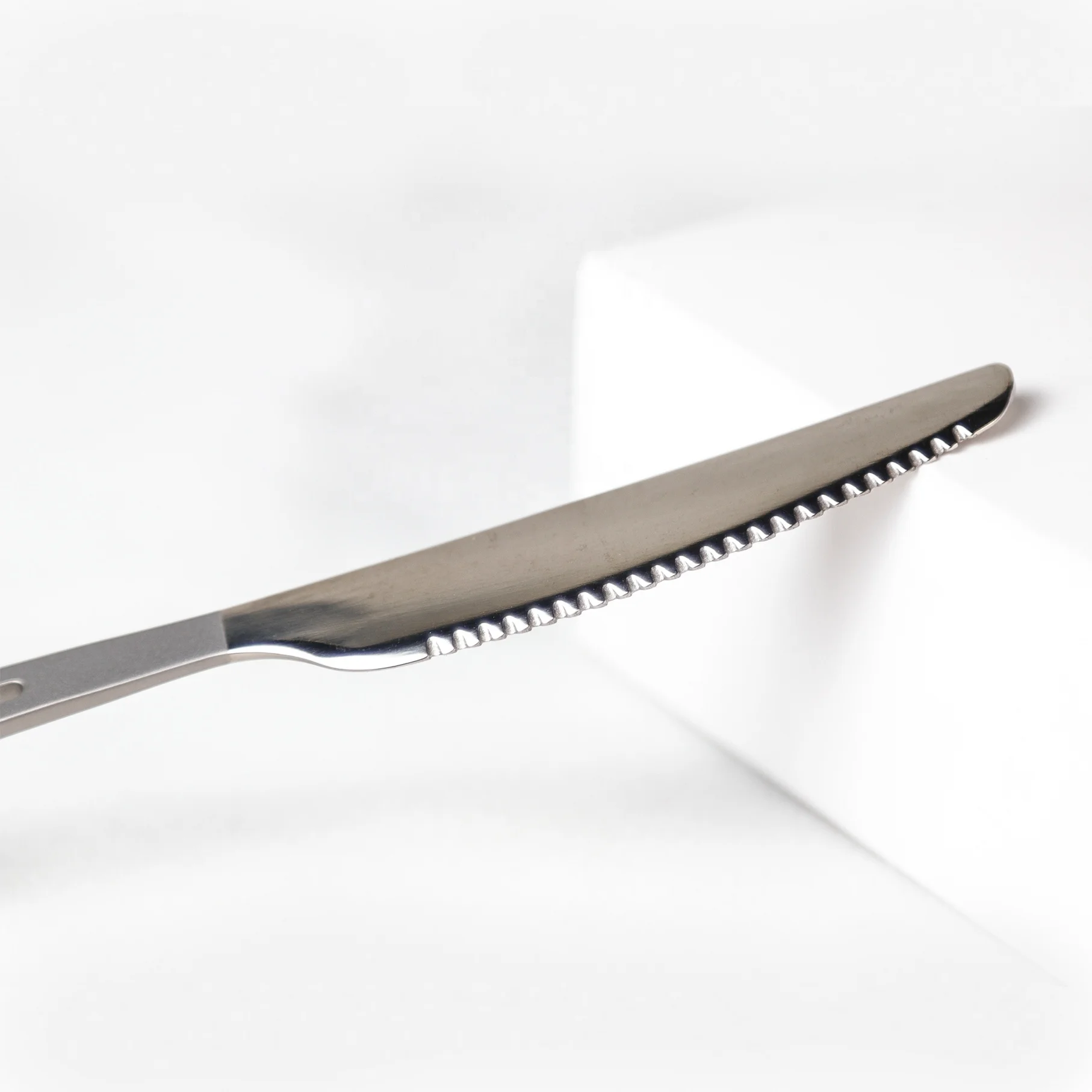 
High quality titanium outdoor knife semi-polished silverant 