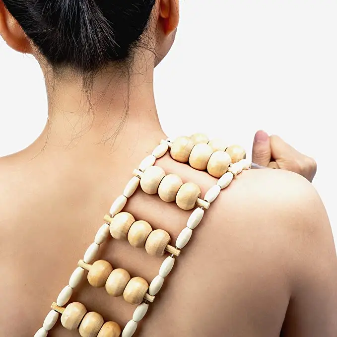 Wholesale Back Rope Wooden Therapy Body Massager Kit Board Roller Belt Wood Therapy Massage Tools Set