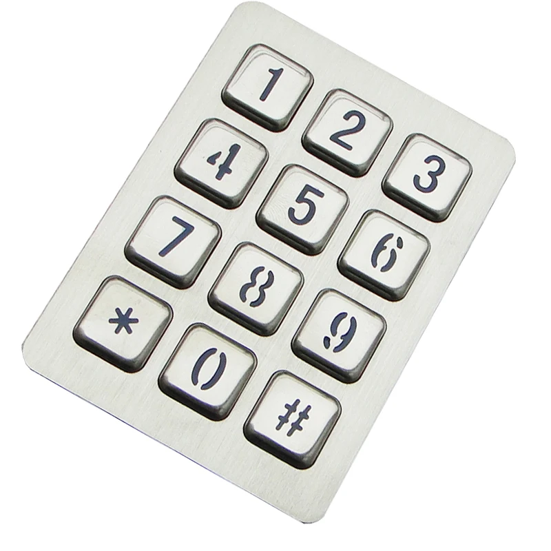 Small Size Stainless Steel Metal Keypad with 12 Backlit Keys in 3 X 4 Matrix