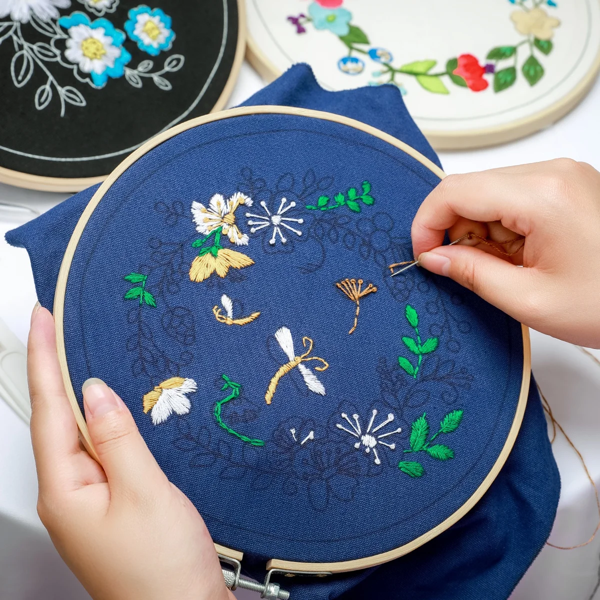 
hot sale 3pcs cross-stitch set embroidery starter kit with pattern 