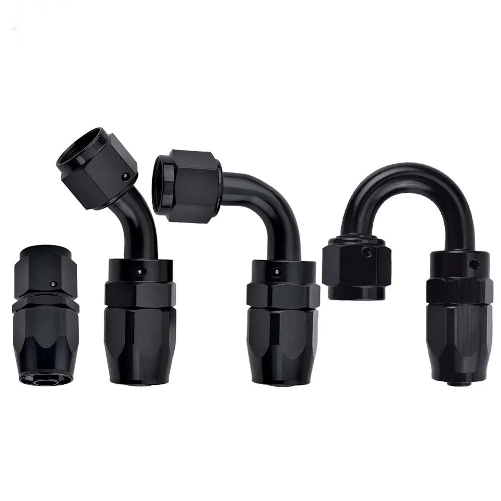 AN4 AN6 AN8 AN10 Straight 0/45/90/180 Degree Forged Aluminum Alloy Adapter Fittings Swivel Hose End