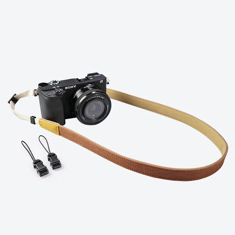 High quality Hot selling denim camera neck strap with leather back for all kinds of cameras