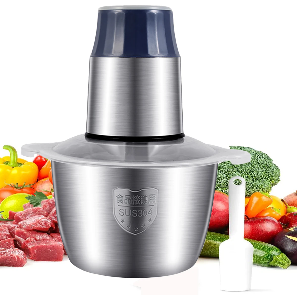 2L 3L Food Chopper Mincer Meat Grinder with Stainless Steel covered housing and copper motor