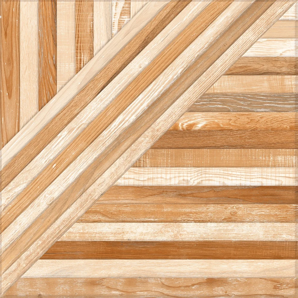 Digital Print 400x400MM Gray Timber Ash Wooden Look Porcelain Parking Tile Wood Plank Design for Outdoor Floor Use