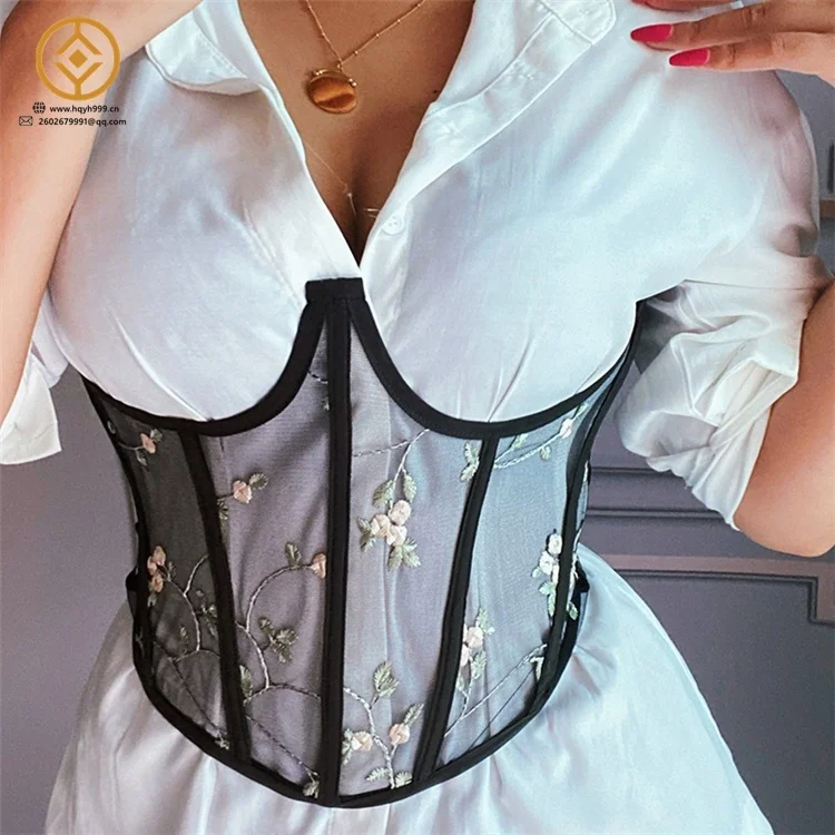 H0397D  2022 summer fashion new style, Mesh embroidery corset waist slim belt belt waist seal