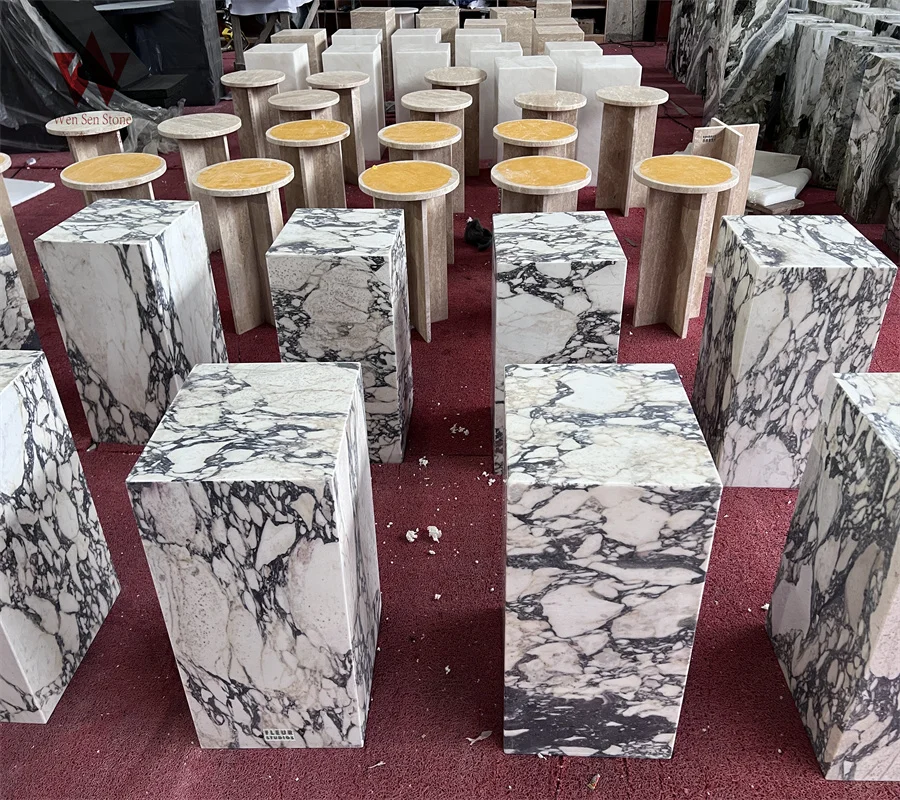 New Arrival Fancy Polished Black Marble Trophy Base Popular Natural Brown Marble Cubes Block Decor