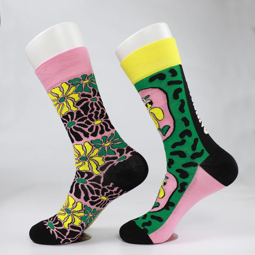 Customization OEM Design Fun Patterned Dress Jacquard Socks Funny Novelty Crazy Cotton Socks