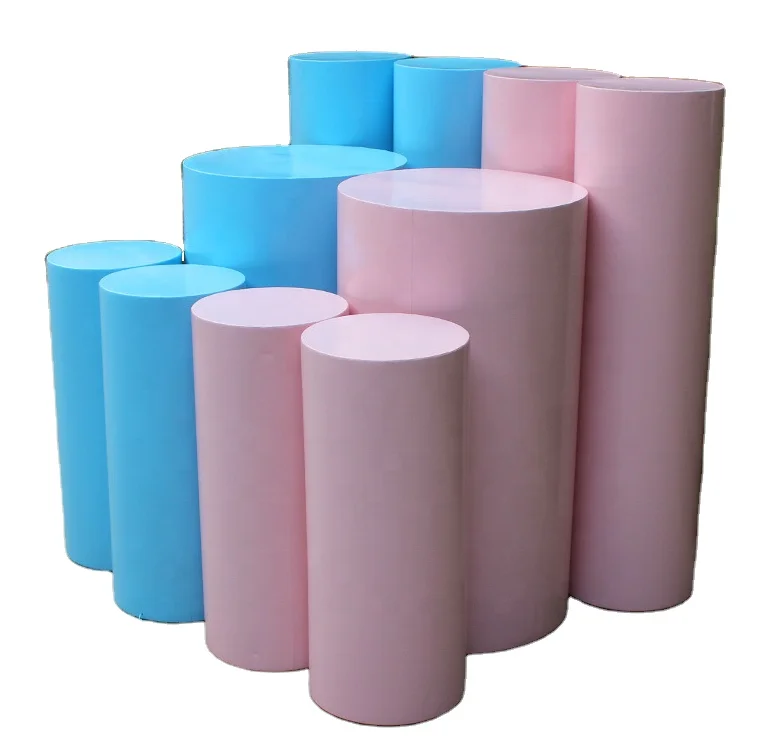 Set of 5 Plinth Iron White Cylinder Plinths Display Stand Dessert Table Stand For Wedding Party Decoration