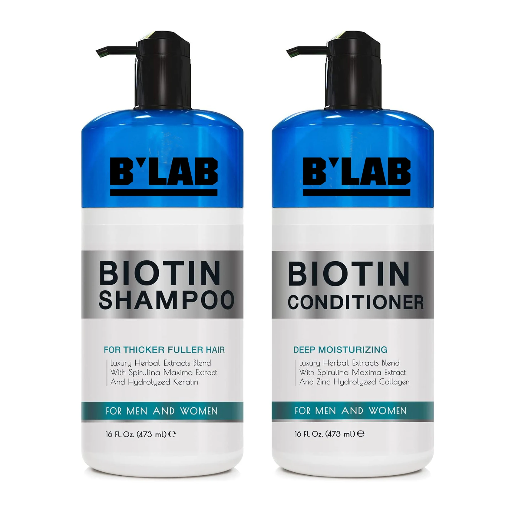 Custom Manufacturer Biotin Sulfate Free Moisturizing Curly Hair Care Herbal Keratin Volume Shampoo and Conditioner for Hair