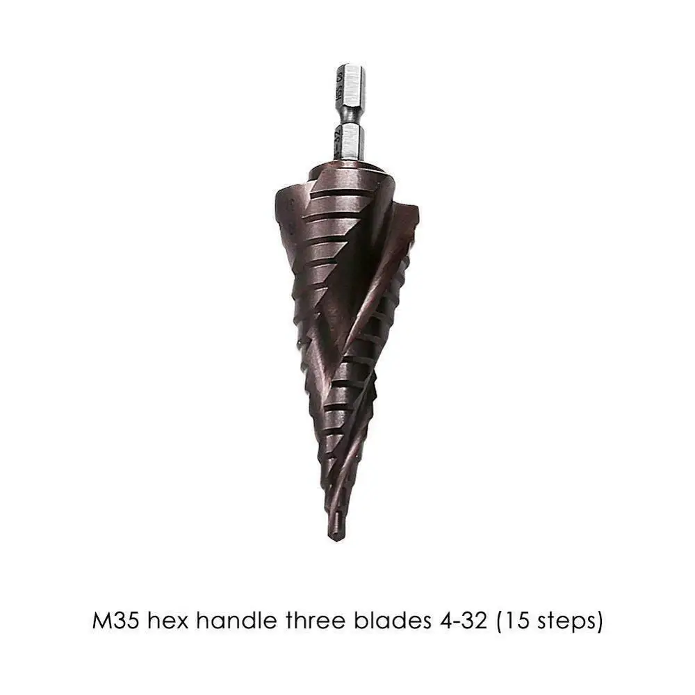 Hex Shank HSS Step Cone Drill Steel Spiral Cobalt Sheet Metal Hole Cutter Bit