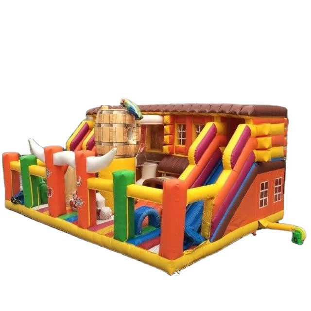Beer Cask Cartoon  Inflatable Jumping Castle for Kids Obstacle Sport Game Large Playground Theme Park bounce house