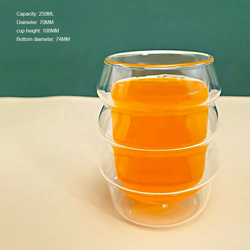 Creative high borosilicate cloud double-layer 250ml glass cup transparent flower tea milk wave water glasses