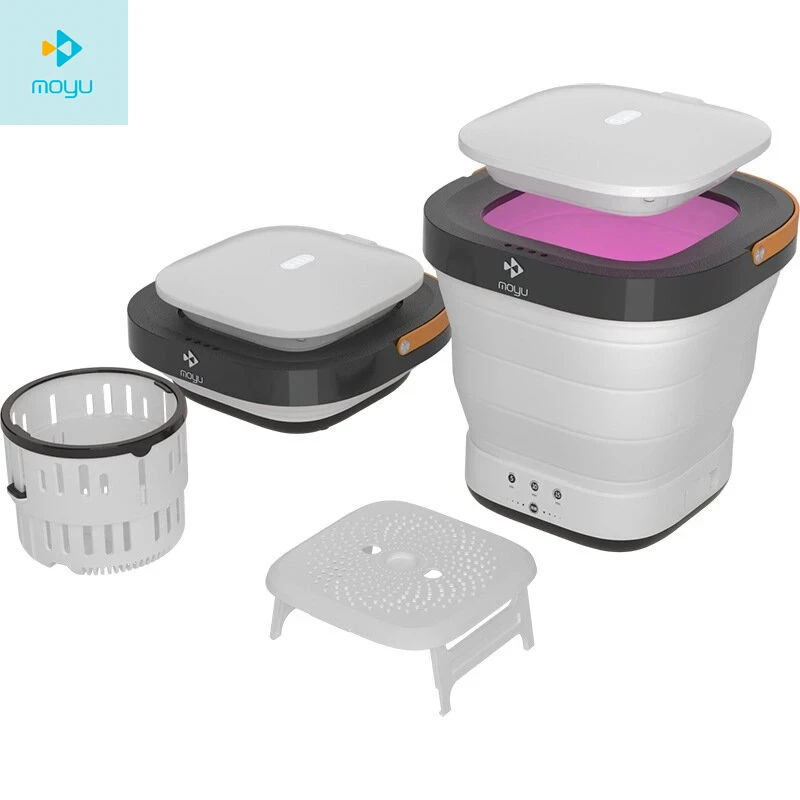 
NEW Moyu XPB08-F2G Portable 3 in 1 Mini Folding Washing Machine with Spin Drying and Disinfecting UV Sterilization Washer 