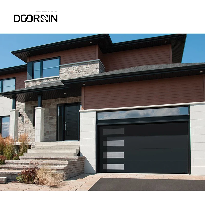 Modern Automatic Security Garage Doors Hurricane Resistant Sound Insulated Sectional Intelligent Roll Up Garage Doors
