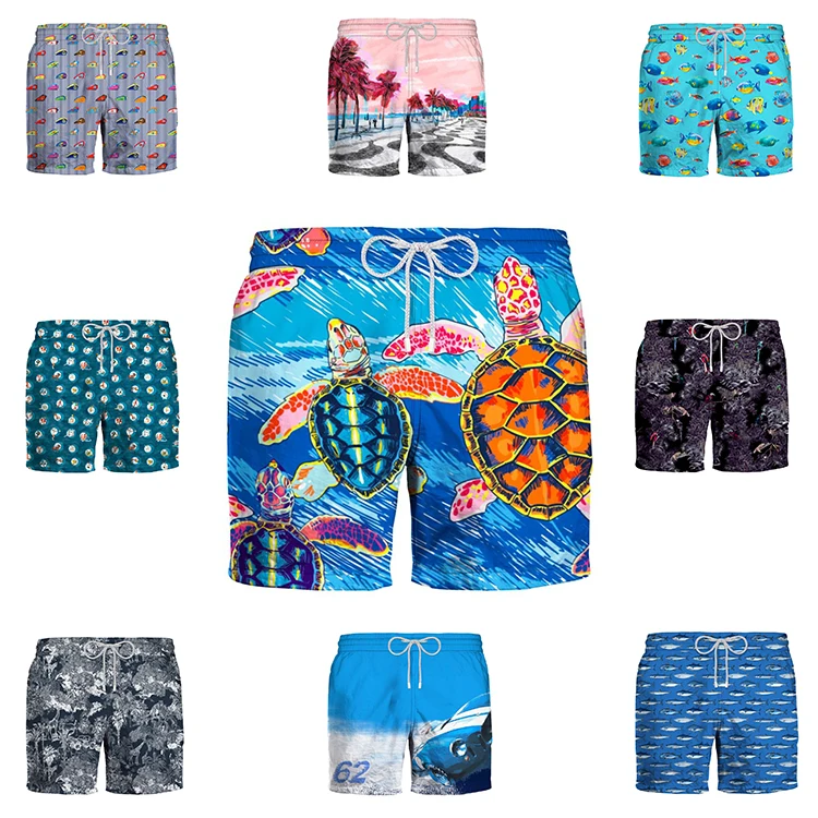 Custom polyester spandex print mens beach wear swimming trunks short beach pants