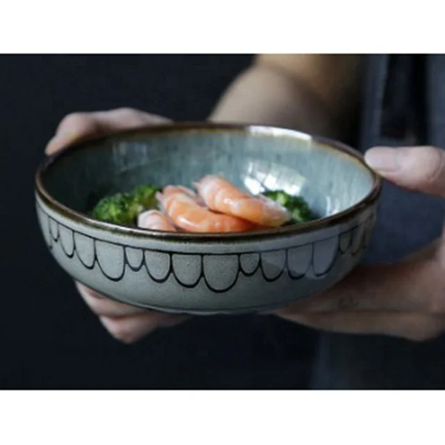 Japan and South Korea style ceramic noodle bowl Glazed fruit salad bowl ceramic soup bowl