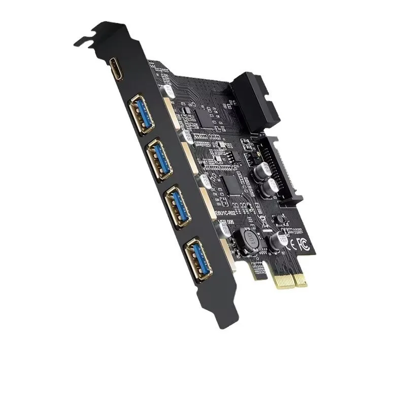 4 USB 3 0 Type-A + 1 Type-C разъем к PCI-E PCIe 1x плата расширения с портом питания SATA и 19Pin разъемом USB3.0